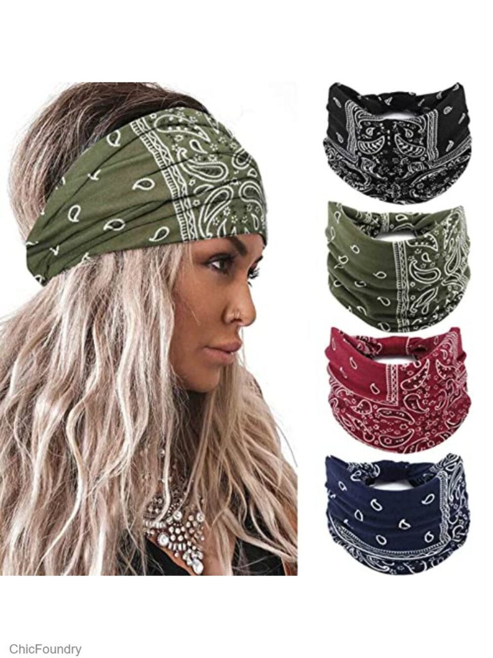 Wide Knotted Turban Headbands for Women Non Slip Yoga Workout Hair Wraps Boho